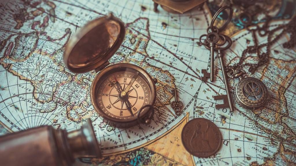 Vintage wereldkaart met kompas