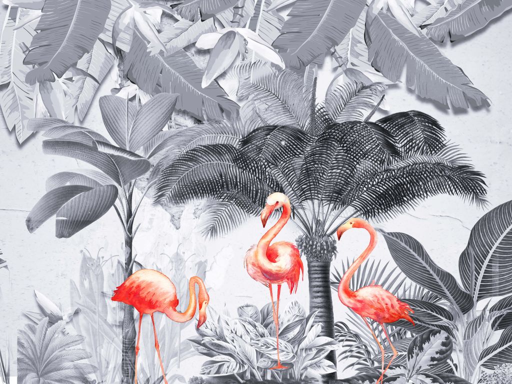 Jungle met flamingo's