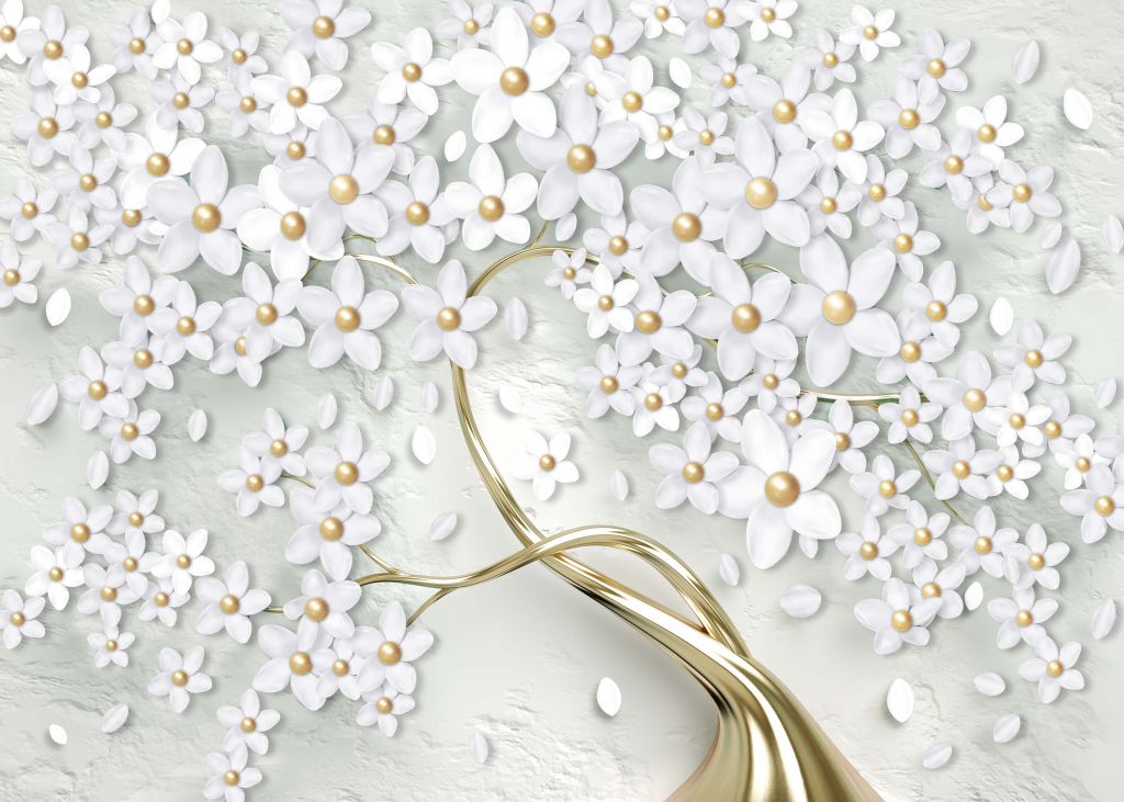 Wit gouden bloemen