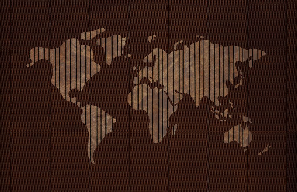 Wereldkaart met hout structuur